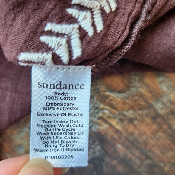 Sundance Amora Blooms Bird Floral Embroidered Boho Top Tassel Cotton Brown Sz.S - Picture 10 of 10